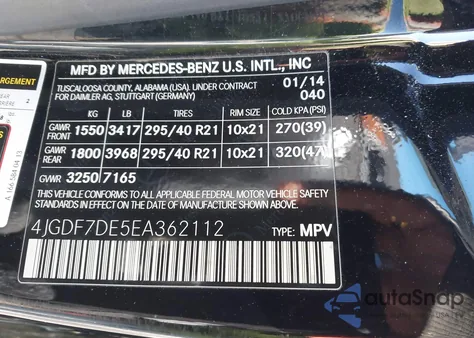 2014 Mercedes-Benz Gl 550 4Matic z USA, uszkodzony, nr VIN 4JGDF7DE5EA362112